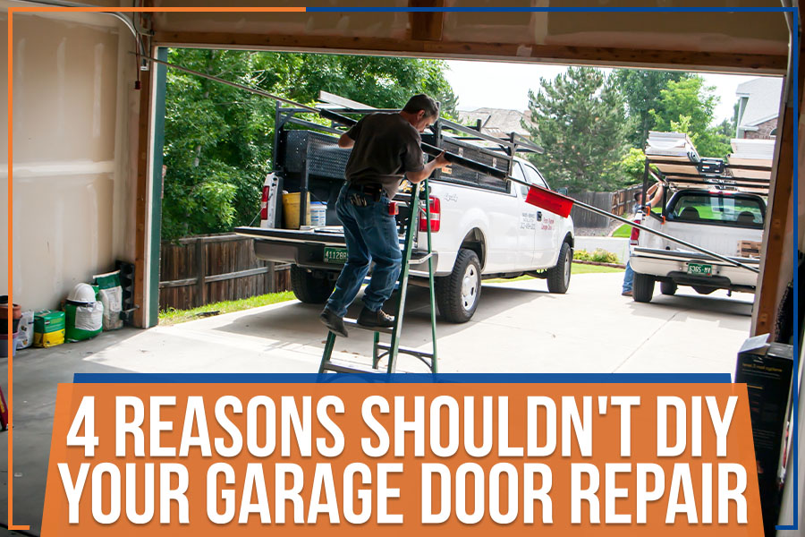 A Man installs a garage door