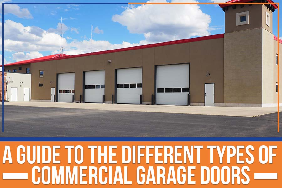 A warehouse with commercial garage doors.
